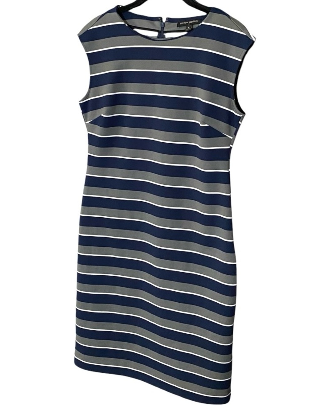 Banana Republic Sheath Dress Striped Ponte Knit 8 Modest Career Office Midi - Picture 3 of 10